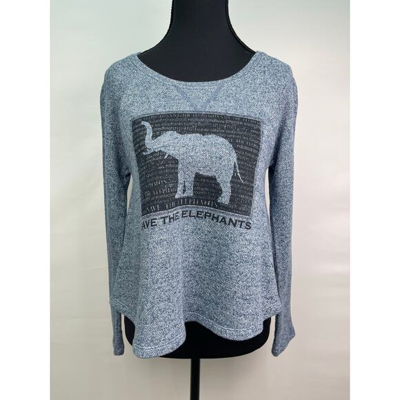 Threads 4 Thought Save the Elephants Recycled Long Sleeve Shirt Blue XS - Picture 1 of 8